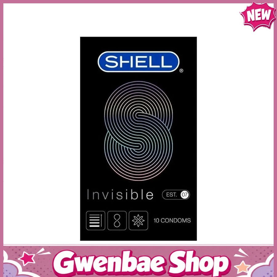 Bao cao su siêu mỏng Shell Invisible chống tuột, kéo dài - Hộp 10 cái - Gwen Shop Chính Hãng