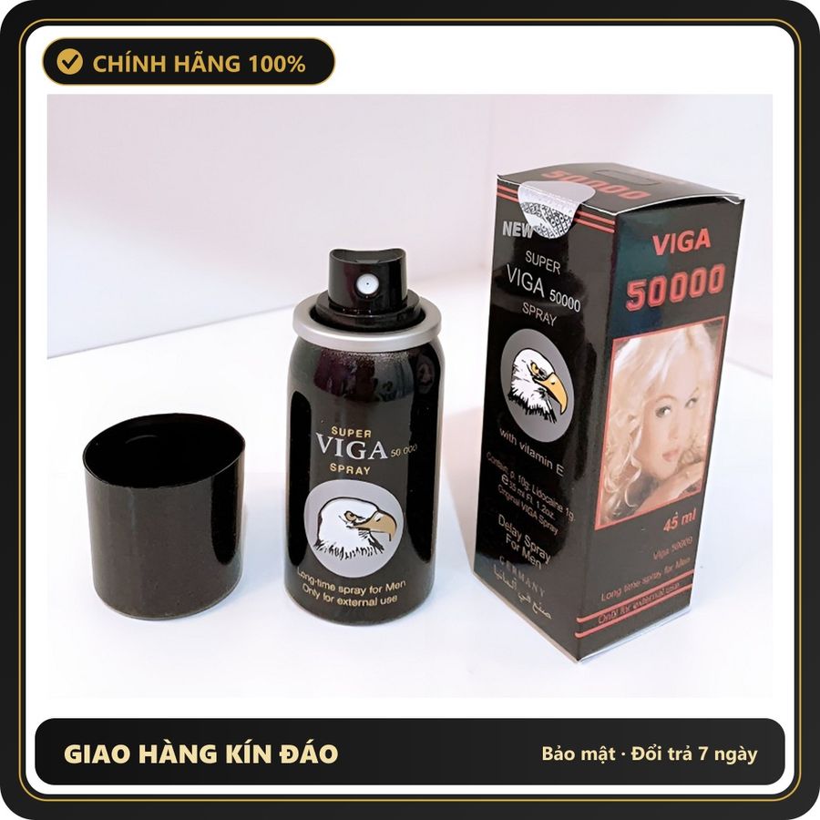 (Che Tên) Xịt Đức Super Viga 50000 Spray cho nam giới 648602 Hộp Trắng Kín