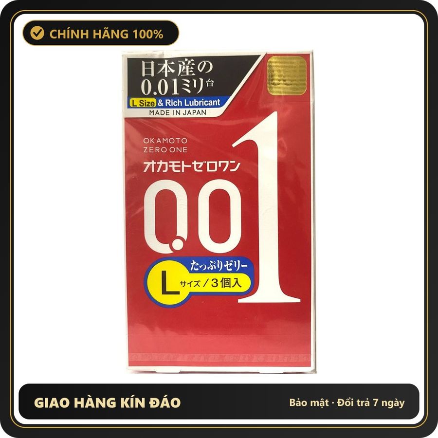 (Che Tên) Bao Cao Su Okamoto 0.01 Zero One Siêu Mỏng Cỡ Lớn H3 Hỗ Trợ 24/7