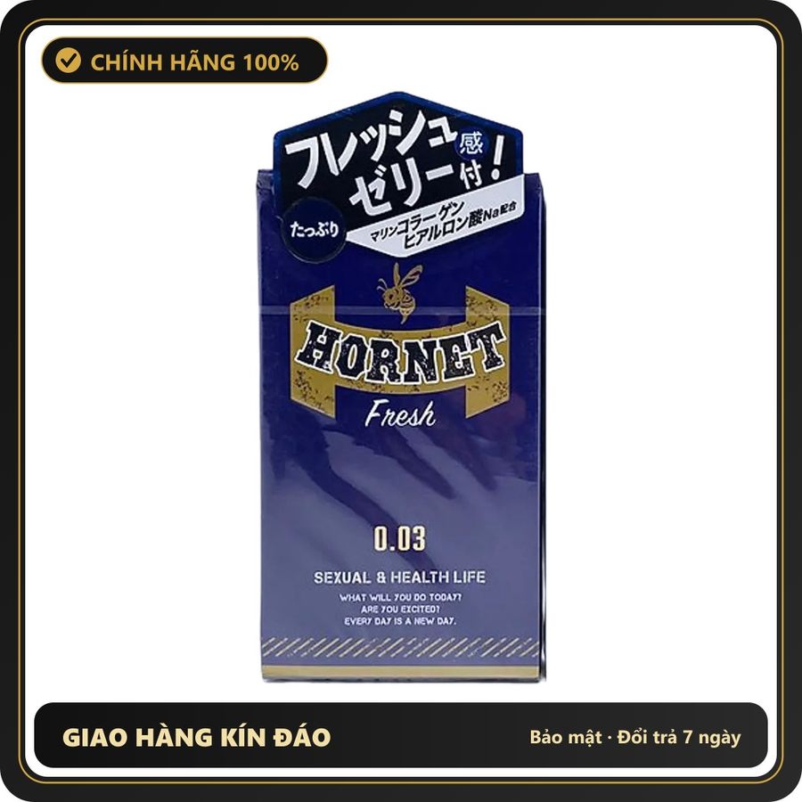 (Che Tên) Bao Cao Su Bạc Hà Jex Hornet Fresh 0.03 Nhật Bản 8s Chuẩn Auth
