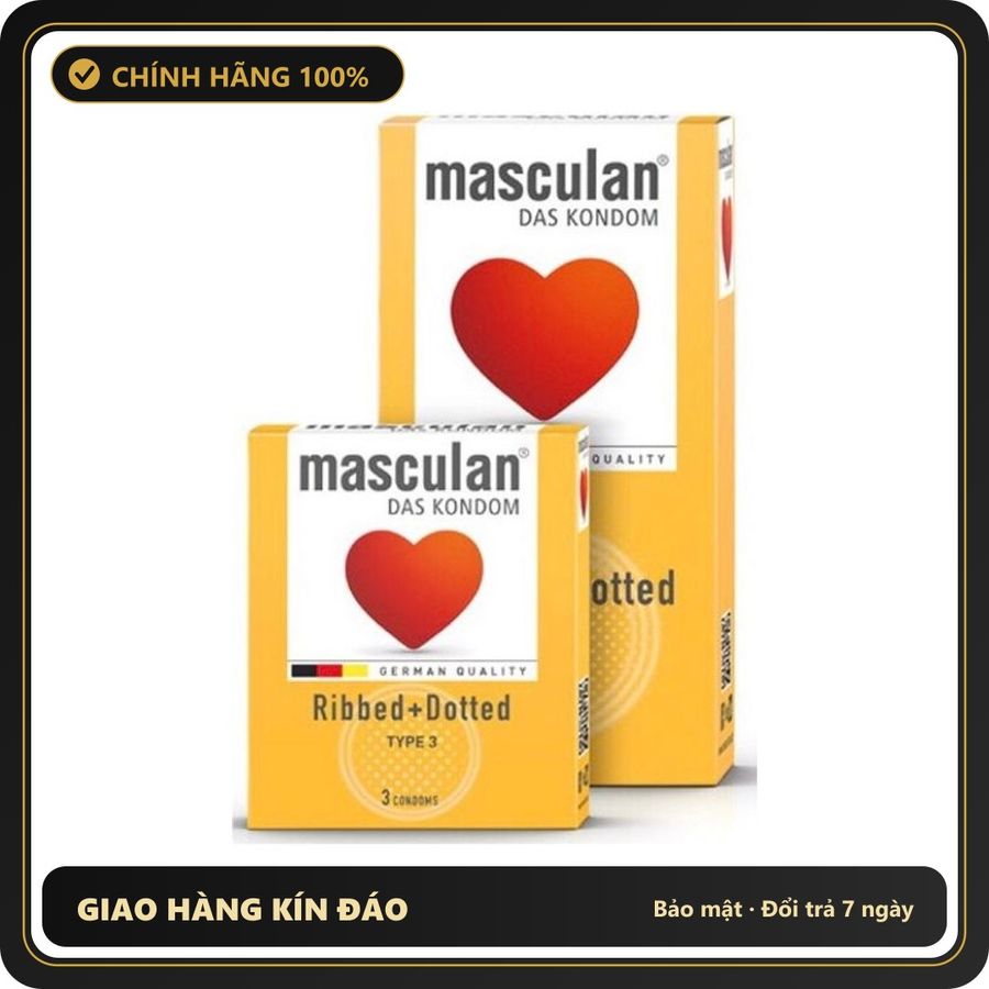 (Che Tên) Bao Cao Su Masculan Của Đức Có Gai Masculan Ribbed Dotted Bảo Mật Tuyệt Đối