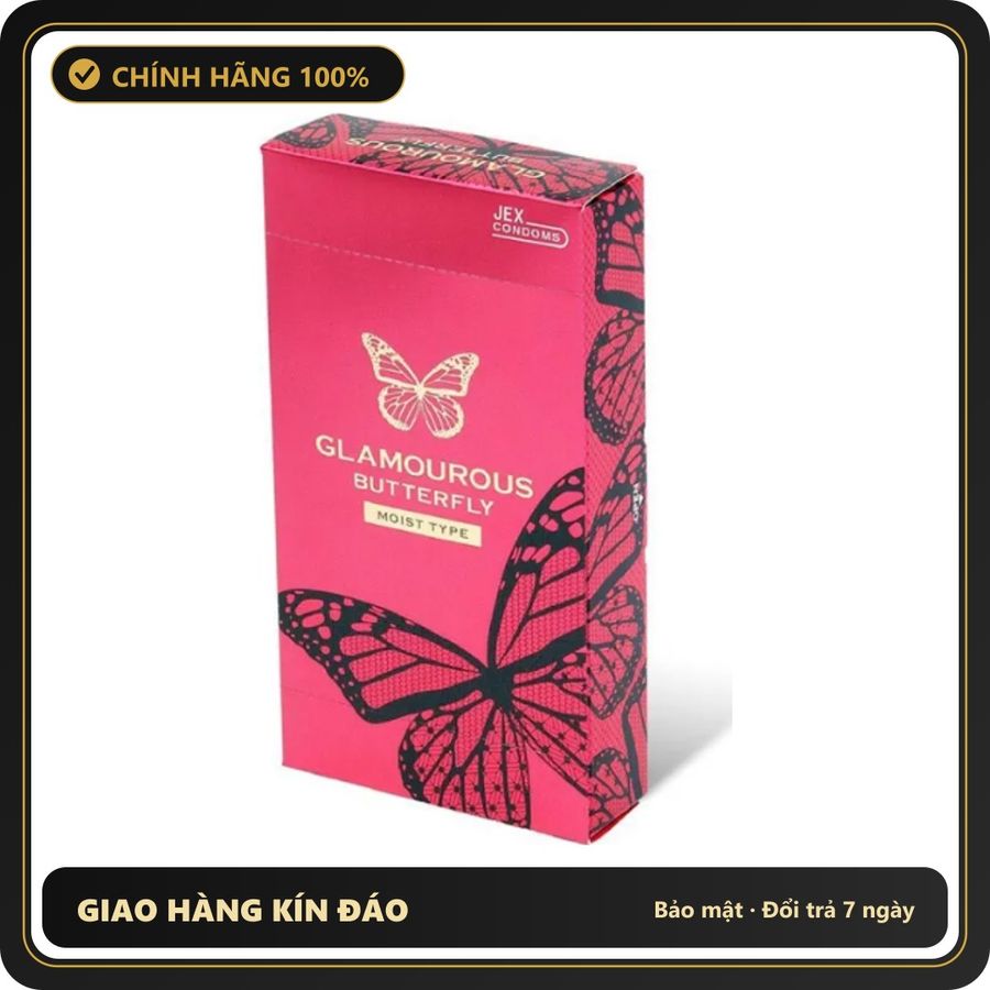 (Che Tên) Bao Cao Su Mỏng Jex Glamourous Butterfly Moist Type Nhật Bản Chuẩn Auth