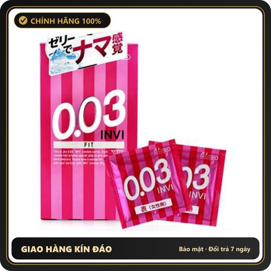(Che Tên) Bao Cao Su Siêu Mỏng Của Nhật Jex Invi 0.03 Fit H8 Chuẩn Auth