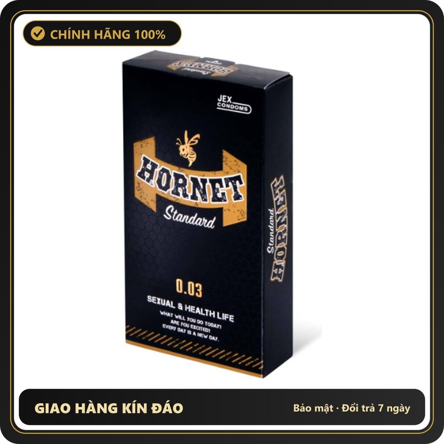 (Che Tên) Bao Cao Su Nhật Bản Siêu Mỏng Jex Hornet Standard 0.03mm H8 Bảo Mật Tuyệt Đối
