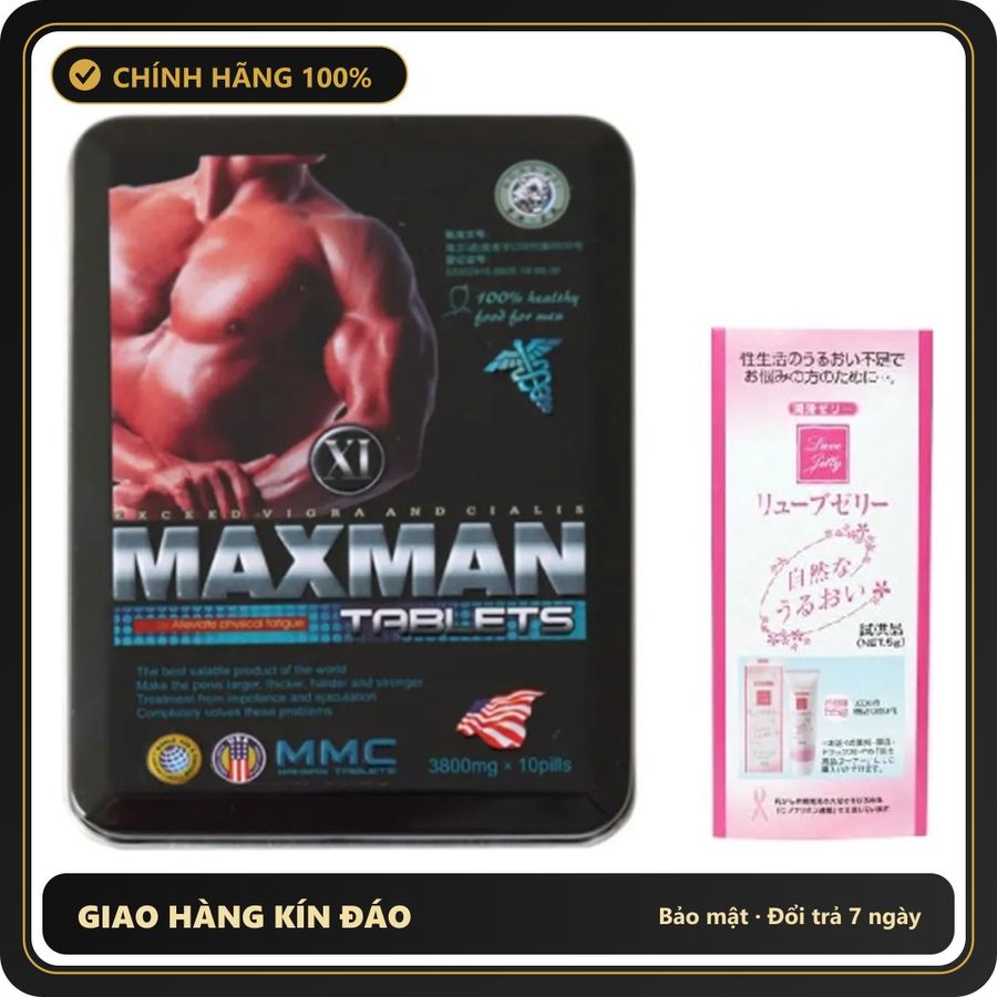 (Che Tên) Maxman 3800mg Chính Hãng kèm Gel Gói Nhật Bản 5g Cao Cấp Bảo Đảm