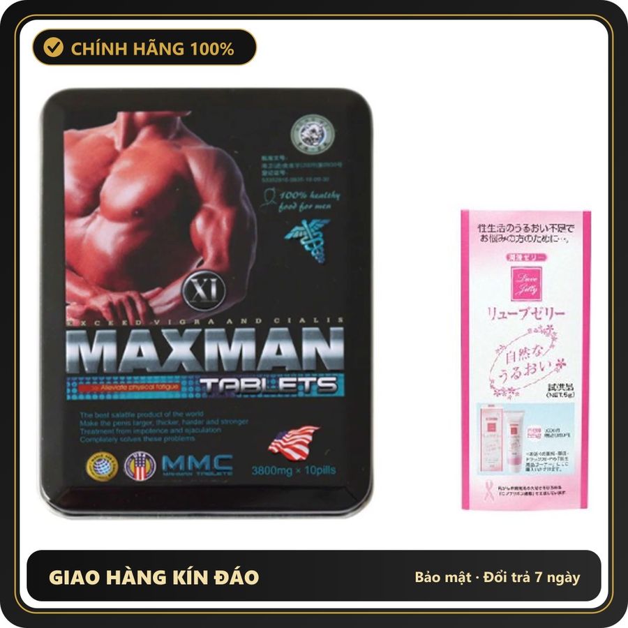 (Che Tên) Viên Uống Maxman Chính Hãng Kèm Gel Gói Jex Hỗ Trợ 24/7