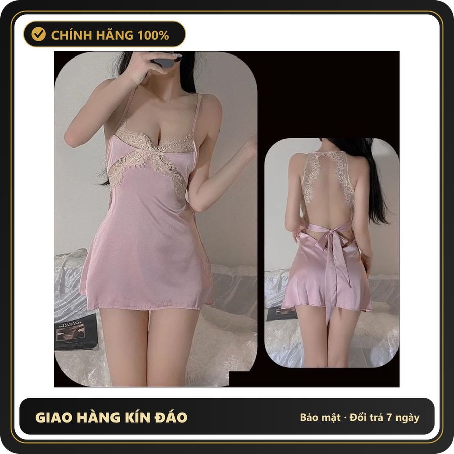 (Che Tên) Váy Ngủ Lụa Phối Ren Ngực Gợi Cảm Bonita Đầm Hot Girl Mặc Nhà - N186 Hồng Cao Cấp Bảo Đảm