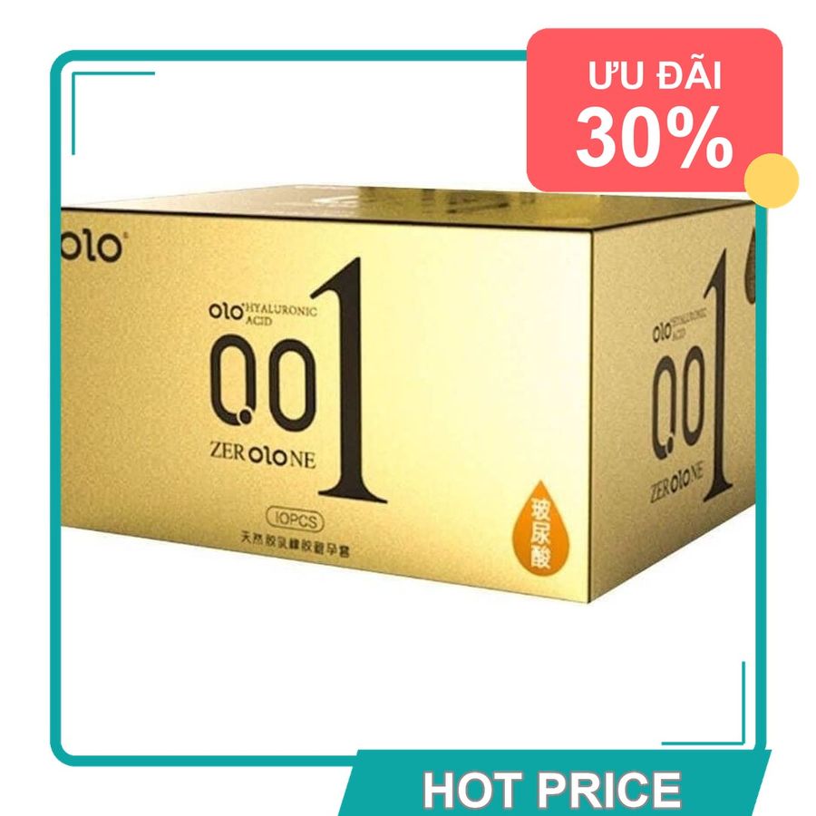 (Che Tên) Bao Cao Su OLO 0.01 Vàng Gân Gai, Siêu Mỏng, Kéo Dài Thời Gian - Hộp 10 Cái Hỗ Trợ 24/7