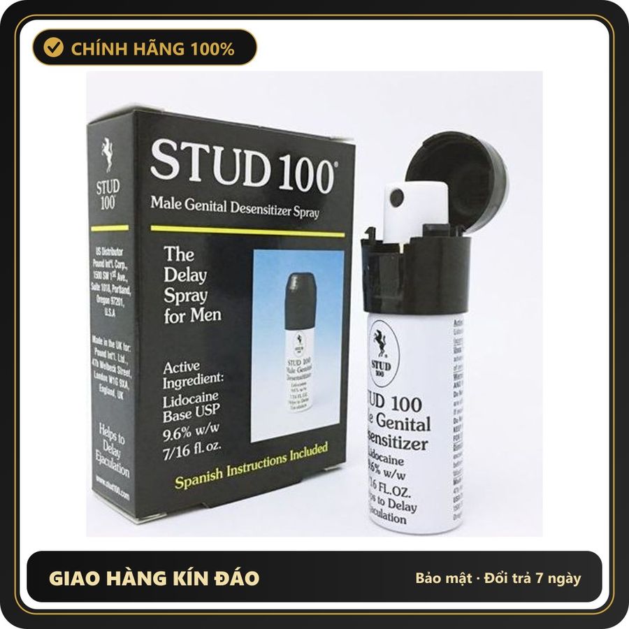 (Che Tên) Xịt Stud 100 Delay Chính Hãng USA Kèm Gel Nhật 5ml - Hàng Mới Về