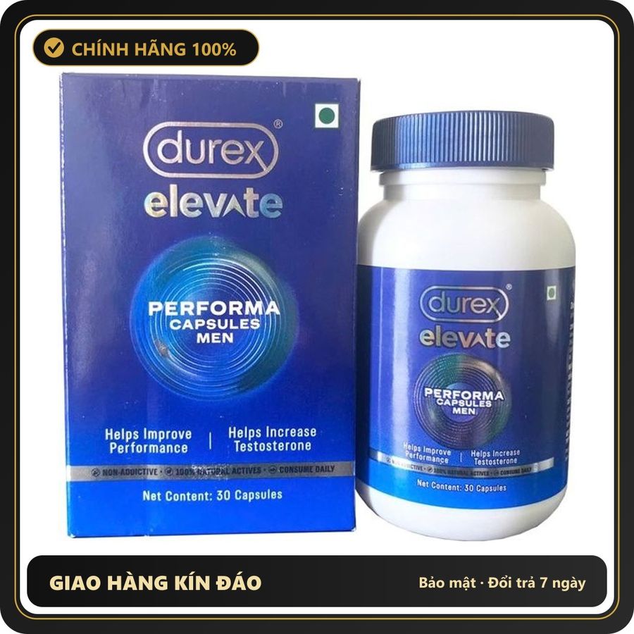 (Che Tên) Viên uống hỗ trợ tăng cường sinh lý nam Durex Elevate Performa Hỗ Trợ 24/7