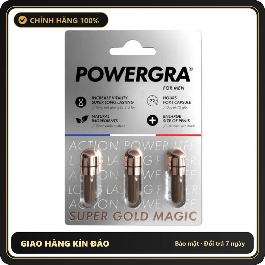 (Che Tên) Viên uống Powergra For Men hỗ trợ nam giới Hộp Trắng Kín
