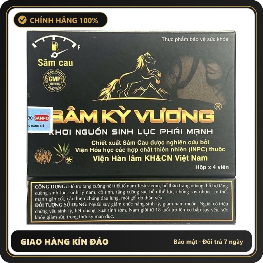 (Che Tên) Sâm Kỳ Vương Chính Hãng Hộp 4 Viên Cao Cấp Bảo Đảm