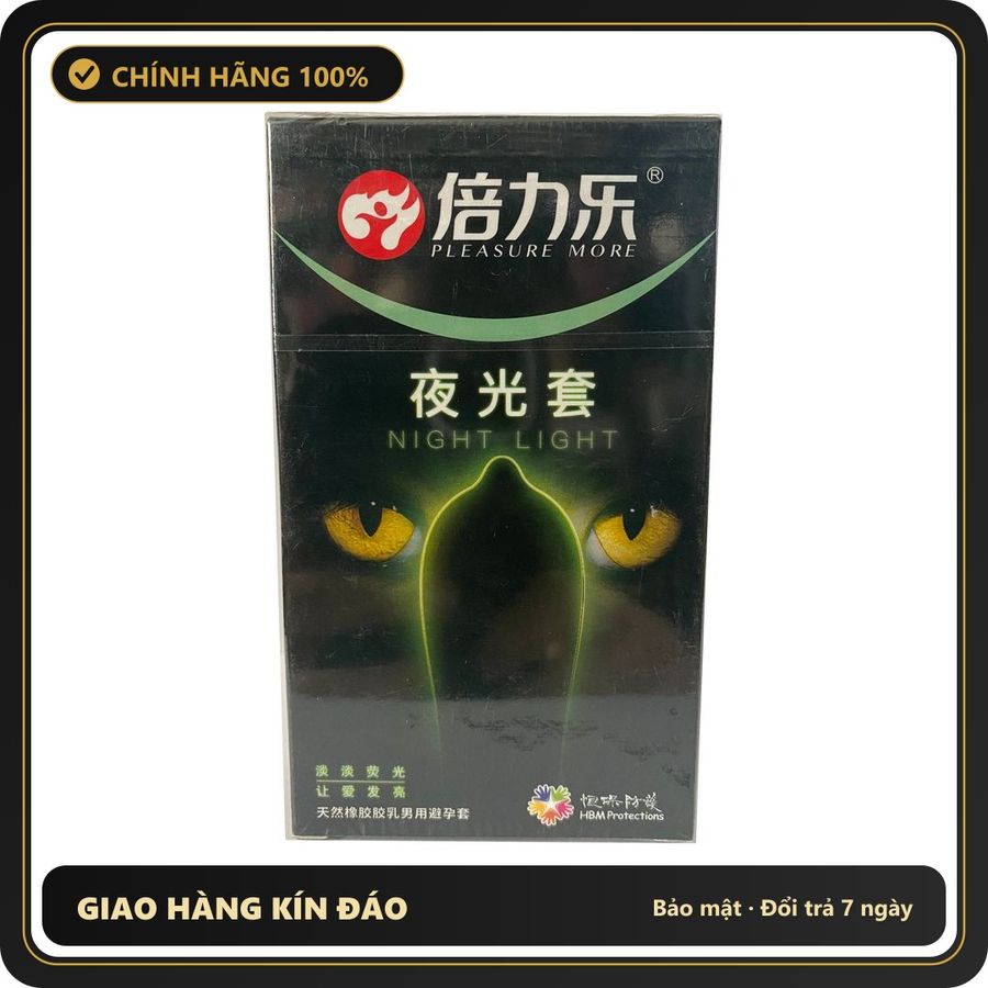 (Che Tên) Bao Cao Su Mỏng Dạ Quang Phát Sáng HBM Night Light 7s Hộp Trắng Kín
