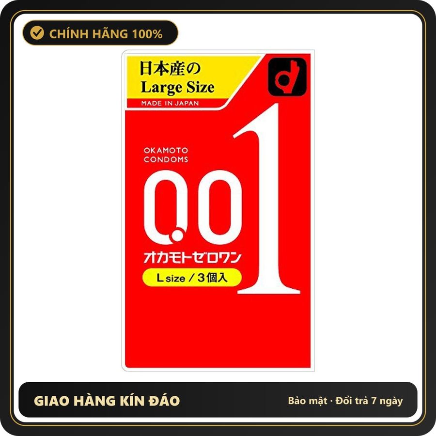 (Che Tên) Bcs Okamoto 0.01 Large Size Siêu Mỏng Size Lớn H3 Chuẩn Auth