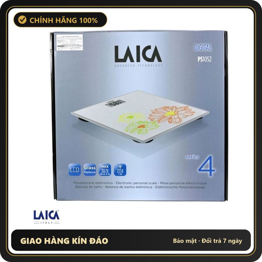 (Che Tên) Cân Sức Khỏe Điện Tử Laica PS1052W Chính Hãng - Thiết Kế Sang Trọng Italy, Đo Nhanh Chính Xác Tối Đa 180kg Cao Cấp Bảo Đảm