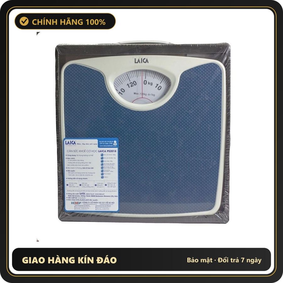 (Che Tên) Cân Sức Khỏe Cơ Học Laica PS2018 - Thiết Kế Đơn Giản, Chất Liệu Cao Su Chống Trơn, Phù Hợp Mọi Lứa Tuổi - Sản Phẩm Chính Hãng Italy Hộp Trắng Kín