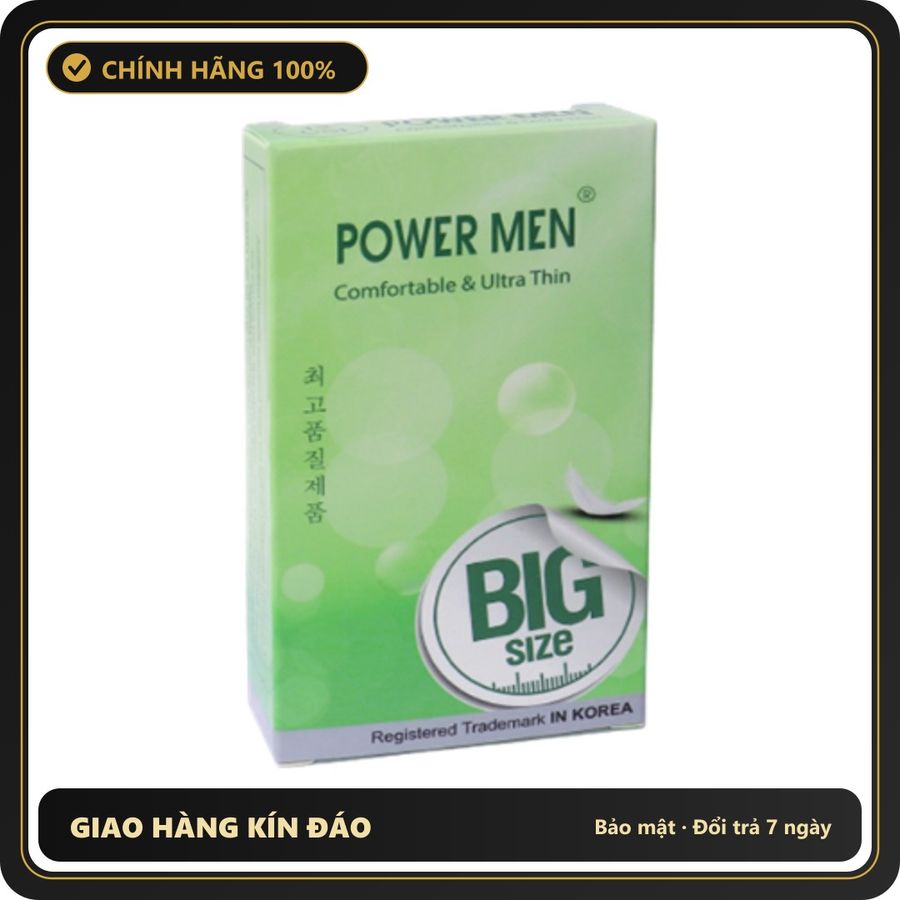 (Che Tên) Bao cao su Size Lớn 55mm Power Men Comfortable Ultra Thin Bảo Mật Tuyệt Đối