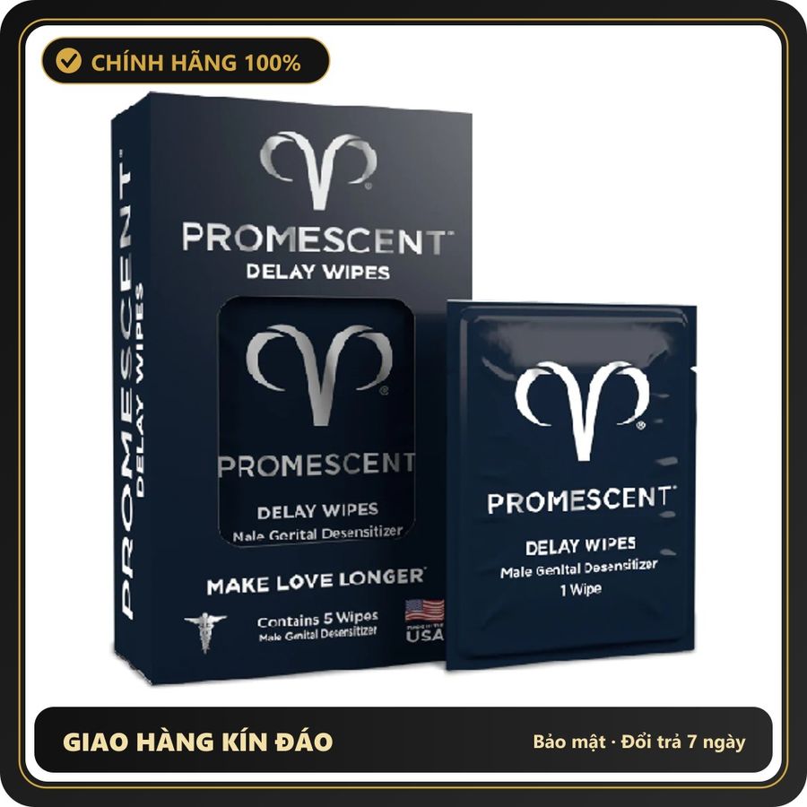 (Che Tên) Khăn Lau Kéo Dài Thời Gian Promescent Delay Wipes - USA Bảo Mật Tuyệt Đối