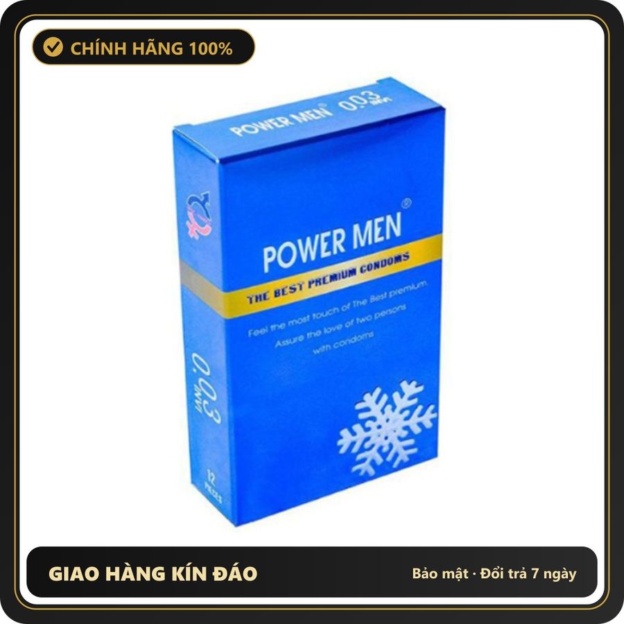 (Che Tên) Bao Cao Su Siêu Mỏng Hương Bạc Hà Power Men 0.03 Invi Hỗ Trợ 24/7