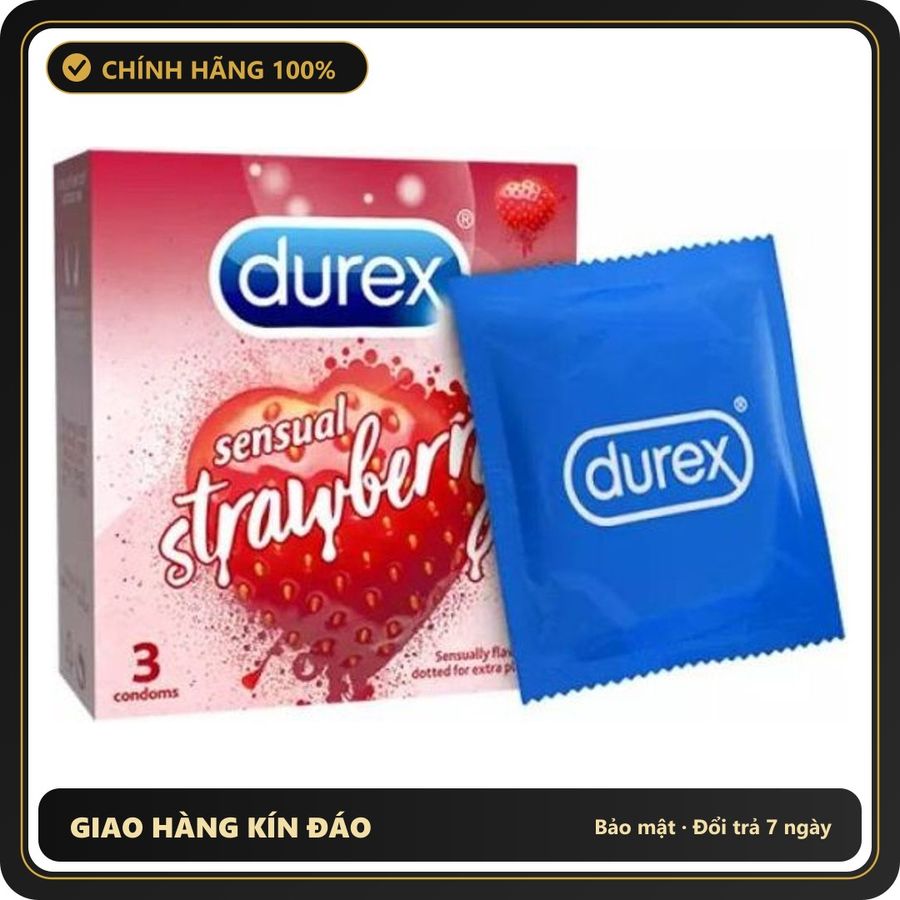 (Che Tên) Combo 2 Bao cao su Durex Sensual Strawberry Gai Nhỏ Hương Dâu H3 Hỗ Trợ 24/7