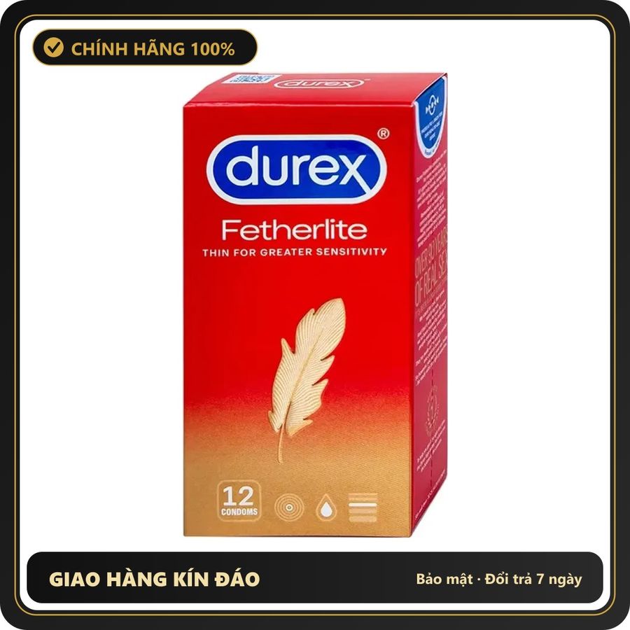 (Che Tên) Bao Cao Su Durex Fetherlite Siêu Mỏng Truyền Nhiệt Nhanh Chuẩn Auth