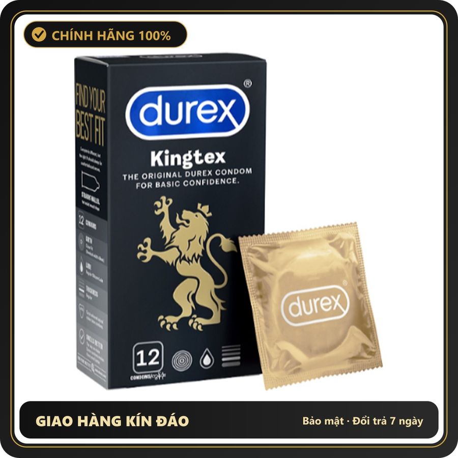 (Che Tên) Bao Cao Su Durex Kingtex Size 49mm Mỏng Trơn Nhiều Gel Cao Cấp Bảo Đảm