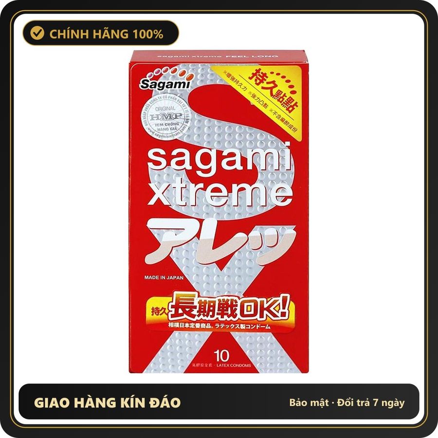 (Che Tên) Bao Cao Su Nhật Bản Có Gai Tăng Thời Gian Sagami Feel Long 10s Chuẩn Auth