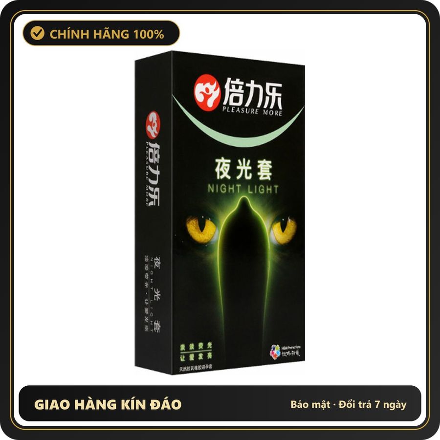 (Che Tên) Bao cao su dạ quang phát sáng Night Light Hộp 7 chiếc Hộp Trắng Kín