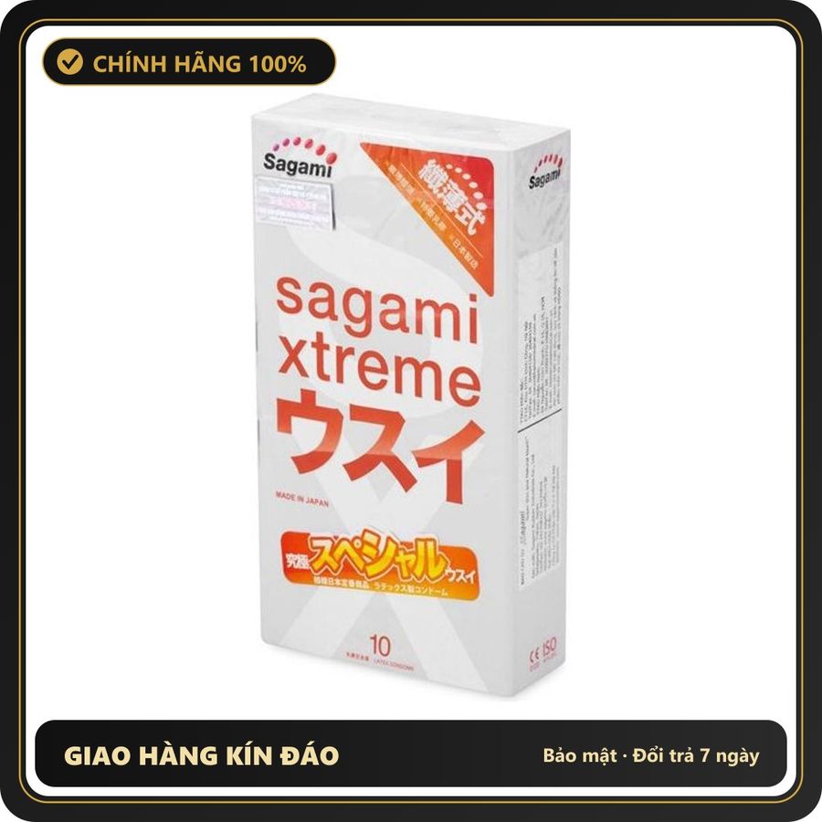 (Che Tên) Bao cao su Nhật Bản siêu mỏng Sagami Xtreme Super Thin 10s Cao Cấp Bảo Đảm