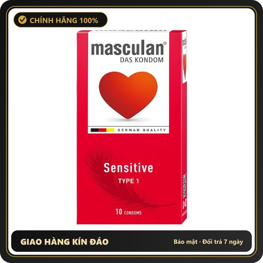 (Che Tên) Bao Cao Su Loại Mỏng Cho Da Nhạy Cảm Masculan Sensitive Của Đức H10 Cao Cấp Bảo Đảm
