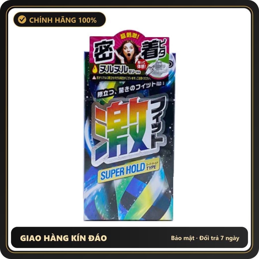 (Che Tên) Bao Cao Su Có Gân Ôm Sát Nhiều Gel Tạo Ấm Của Nhật Jex Super Hold (H8) Cao Cấp Bảo Đảm