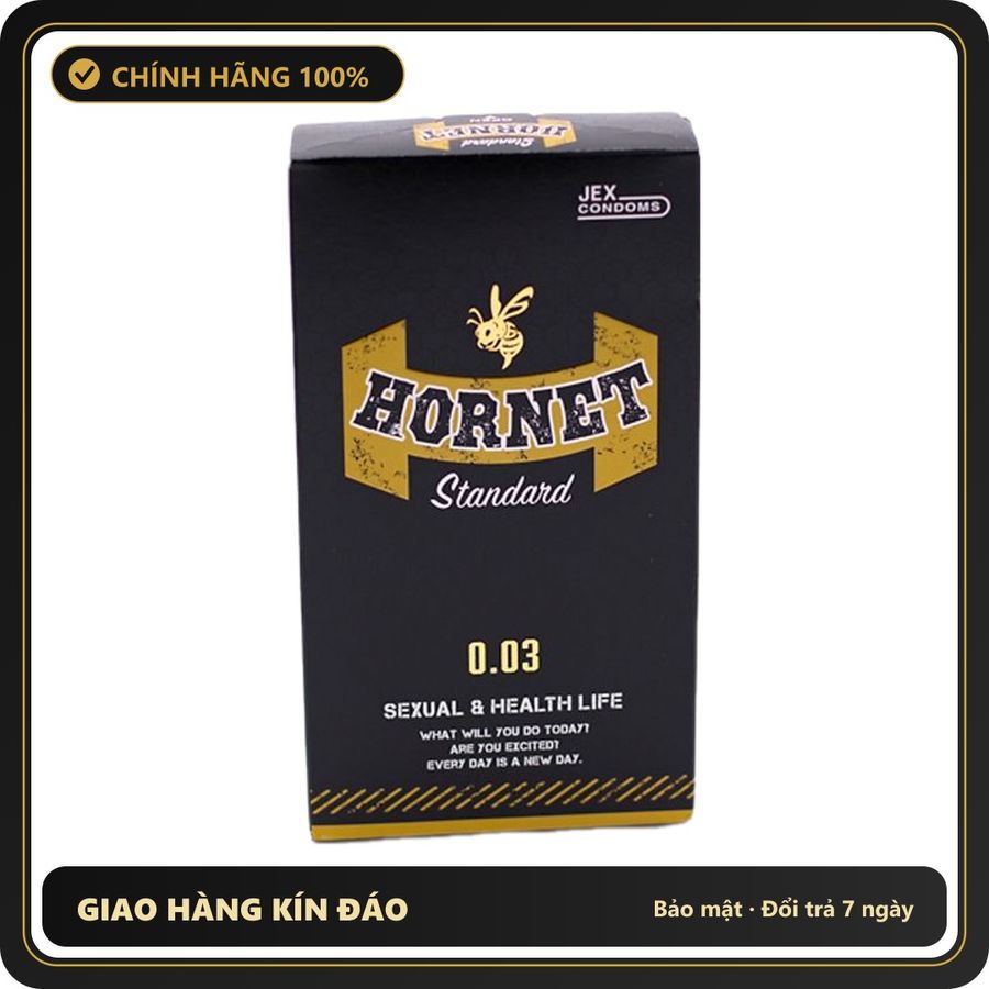 (Che Tên) Bcs 0.03 Siêu Mỏng Nhiều Gel Nhật Bản Jex Hornet Standard H8 Hộp Trắng Kín