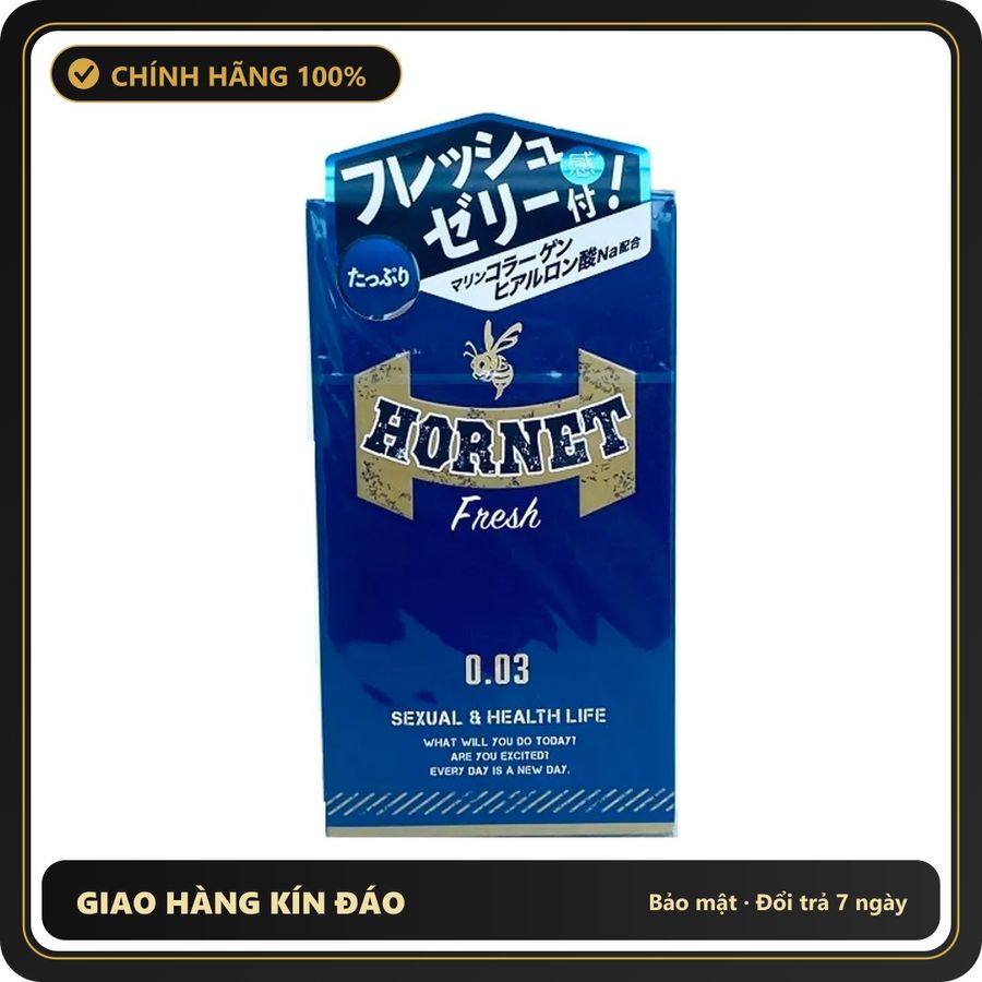 (Che Tên) Bao Siêu Mỏng Hương Bạc Hà Jex Hornet Fresh 0.03 Nhật Bản H8 Hộp Trắng Kín