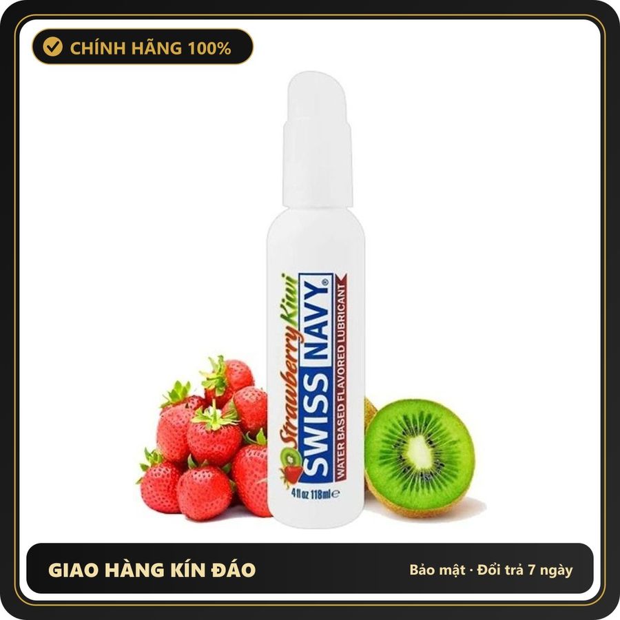 (Che Tên) Gel bô.i trơ.n Gốc Nước Của Mỹ Swiss Navy Strawberry Kiwi 118ml Hộp Trắng Kín