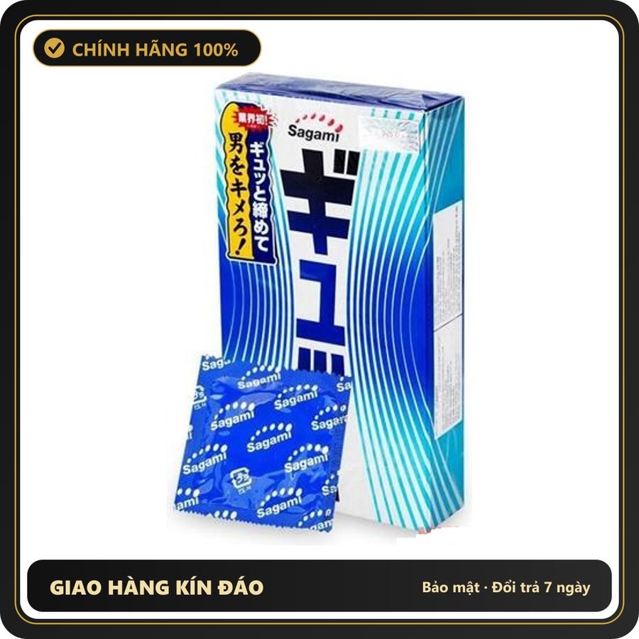 (Che Tên) Bao Cao Su Sagami Tight Fit - Hộp 12 Chiếc - Siêu Mỏng - Có 6 Đường Gân - Hàng Mới Về