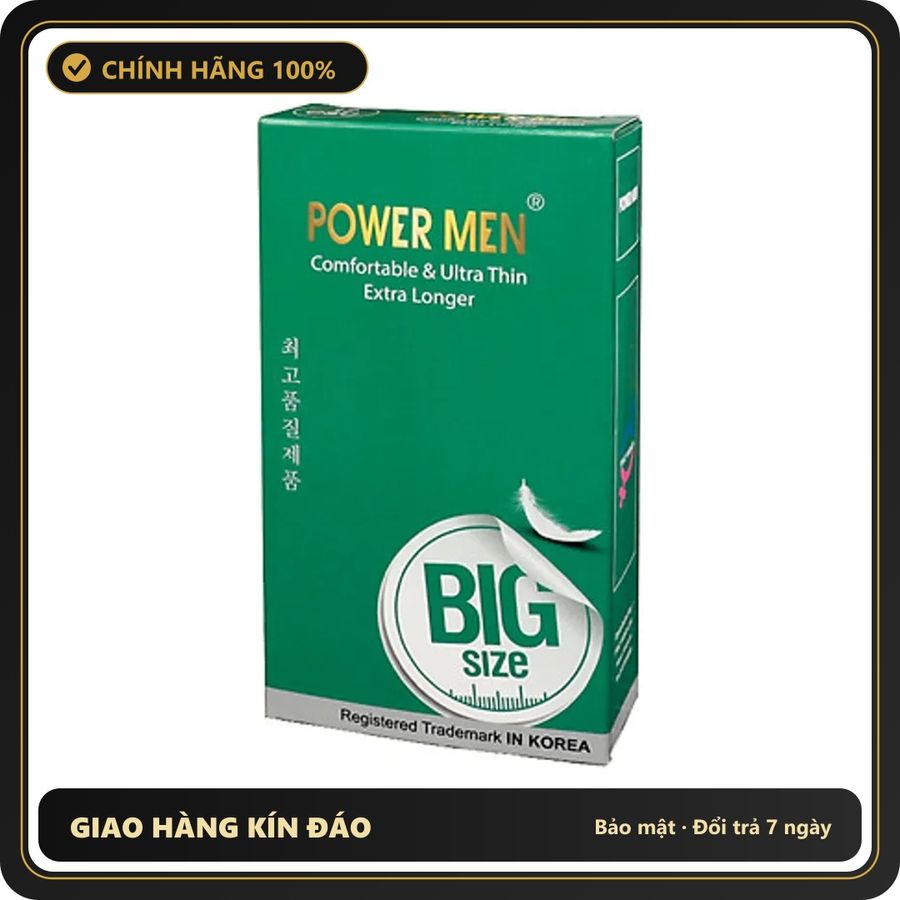(Che Tên) Bao cao su 55mm Power Men Comfortable Ultra Thin Extra Longer Bảo Mật Tuyệt Đối