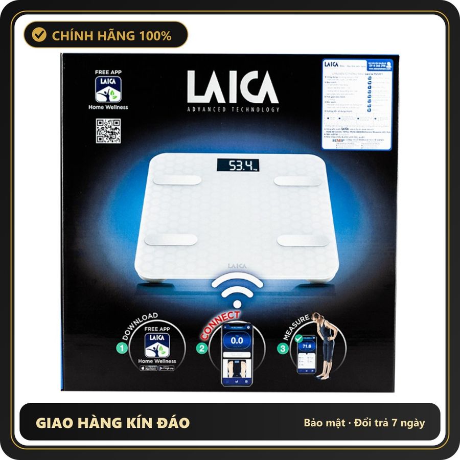 (Che Tên) Cân Sức Khoẻ Thông Minh Laica PS7011 - Cân Đo 6 Chỉ Số Cơ Thể, Kết Nối Bluetooth, Màu Trắng - Sản Phẩm Chăm Sóc Sức Khỏe Hàng Đầu Giao Nhanh Toàn Quốc