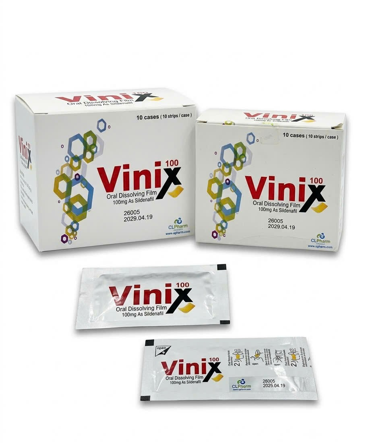 Vinix - 100mg- Tem ngậm hỗ trợ tăng cường sinh lý Nam 5 tem Nhập Khẩu Chính Hãng