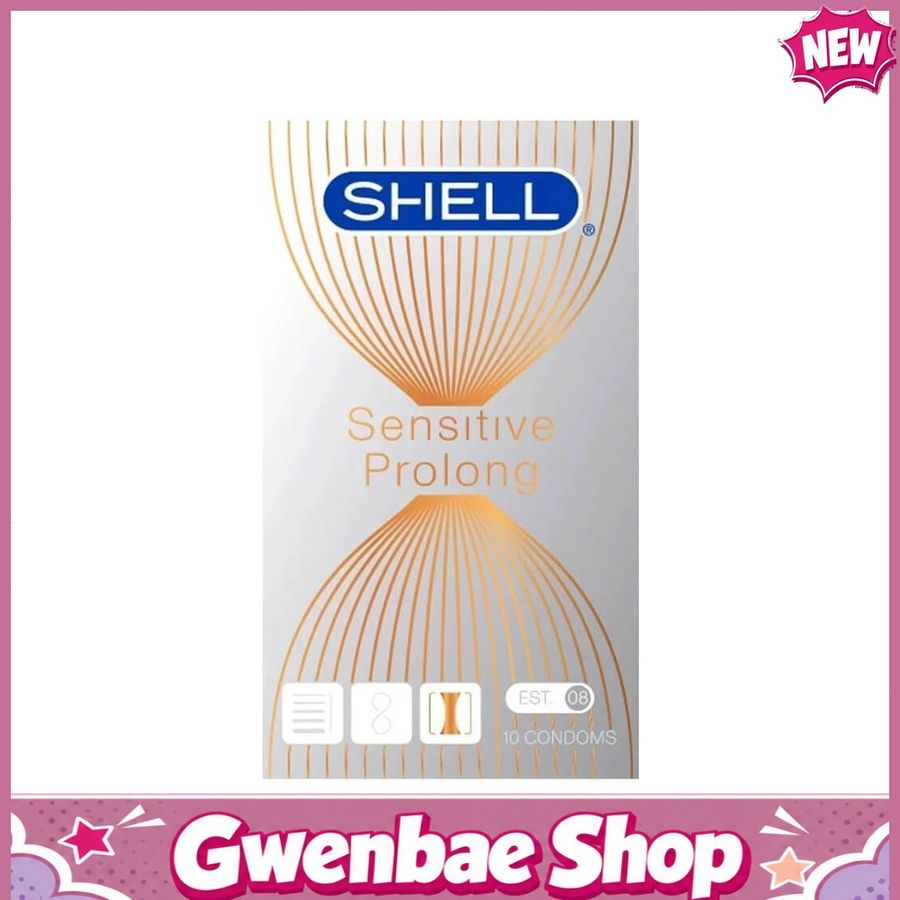 Bao cao su Shell Sensitive Prolong - Siêu mỏng 0.03mm, hương vani - Hộp 10 cái - Gwen Shop Chính Hãng
