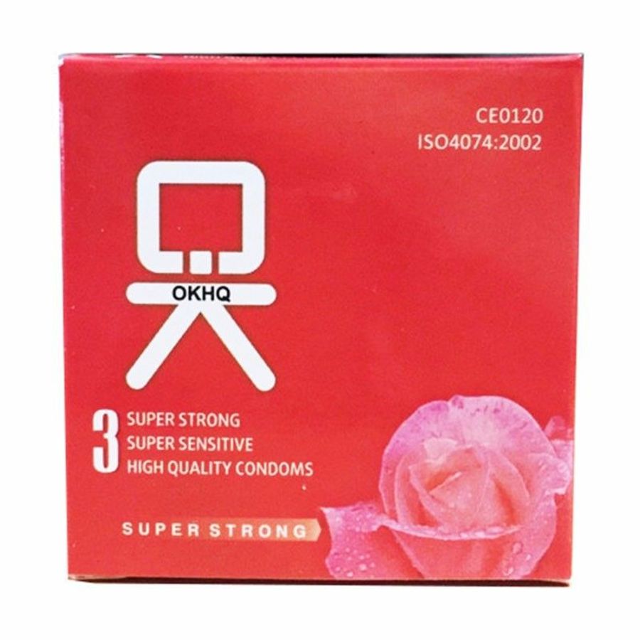 OKHQ - Bao cao su Không mùi, mỏng trơn hộp 3 cái Hàng Nhập Khẩu