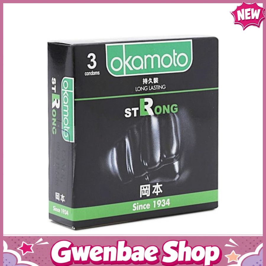Bao Cao Su Okamoto Strong Kéo Dài Thời Gian - Hộp 3 cái 363116 Chính Hãng - Gwen Shop Chính Hãng