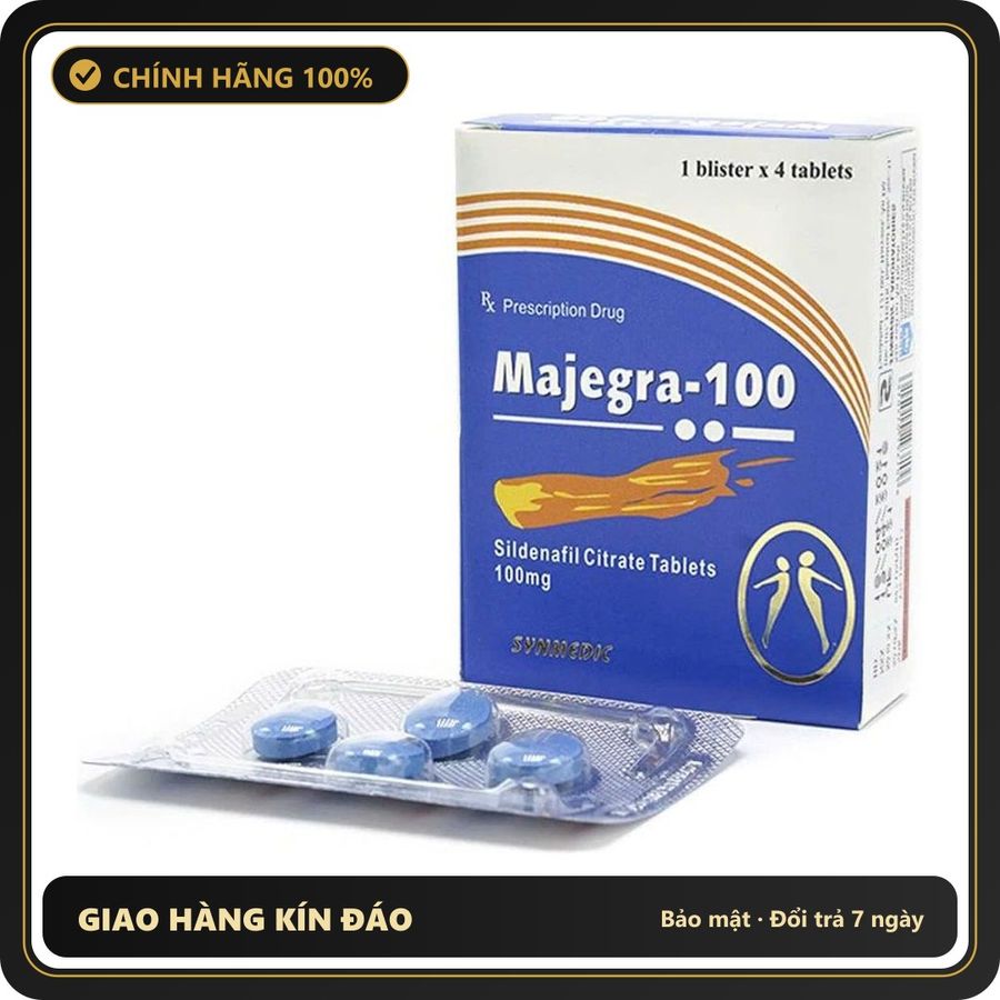 Thuốc Cd Majegra 100mg Hộp 4 Viên chính hãng - hàng chuẩn nguồn gốc rõ ràng, hạn dùng in rõ trên hộp, đóng gói kín đáo - giao hàng che tên kín đáo