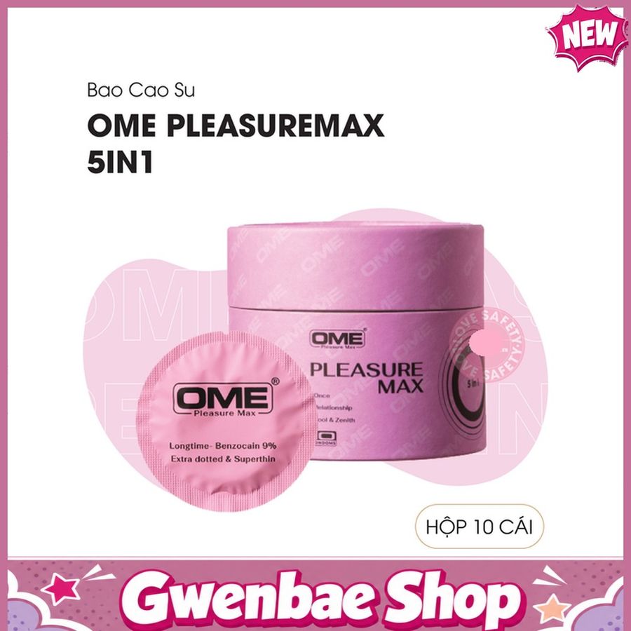 Bao Cao Su Kéo Dài Thời Gian Ome Pleasuremax 5in1 - Hộp 10 cái 377984 Chính Hãng - Gwen Shop Chính Hãng