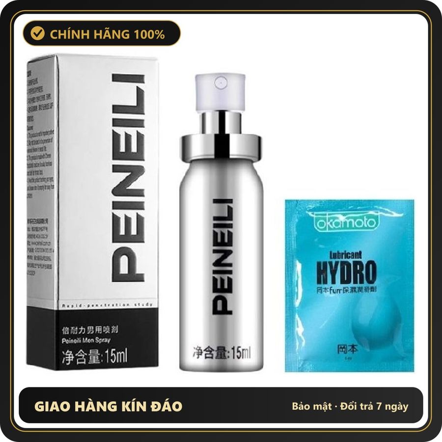 (Che Tên) Xịt Peineili Spray Chính Hãng Kèm Gel Okamoto 6ml Bảo Mật Tuyệt Đối