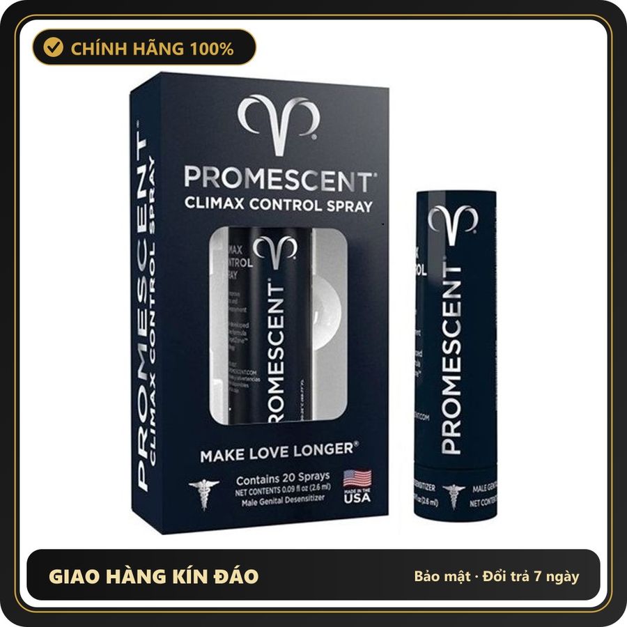 (Che Tên) Bình Xịt Hỗ Trợ Lâu Ra Kéo Dài Thời Gian Cho Nam Promescent Spray 2.6ml Hộp Trắng Kín
