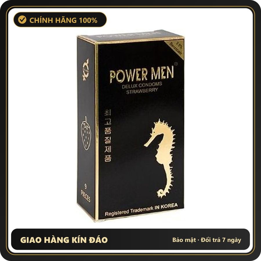 (Che Tên) Bao Cao Su Hương Dâu Powermen Strawberry - Hàng Mới Về