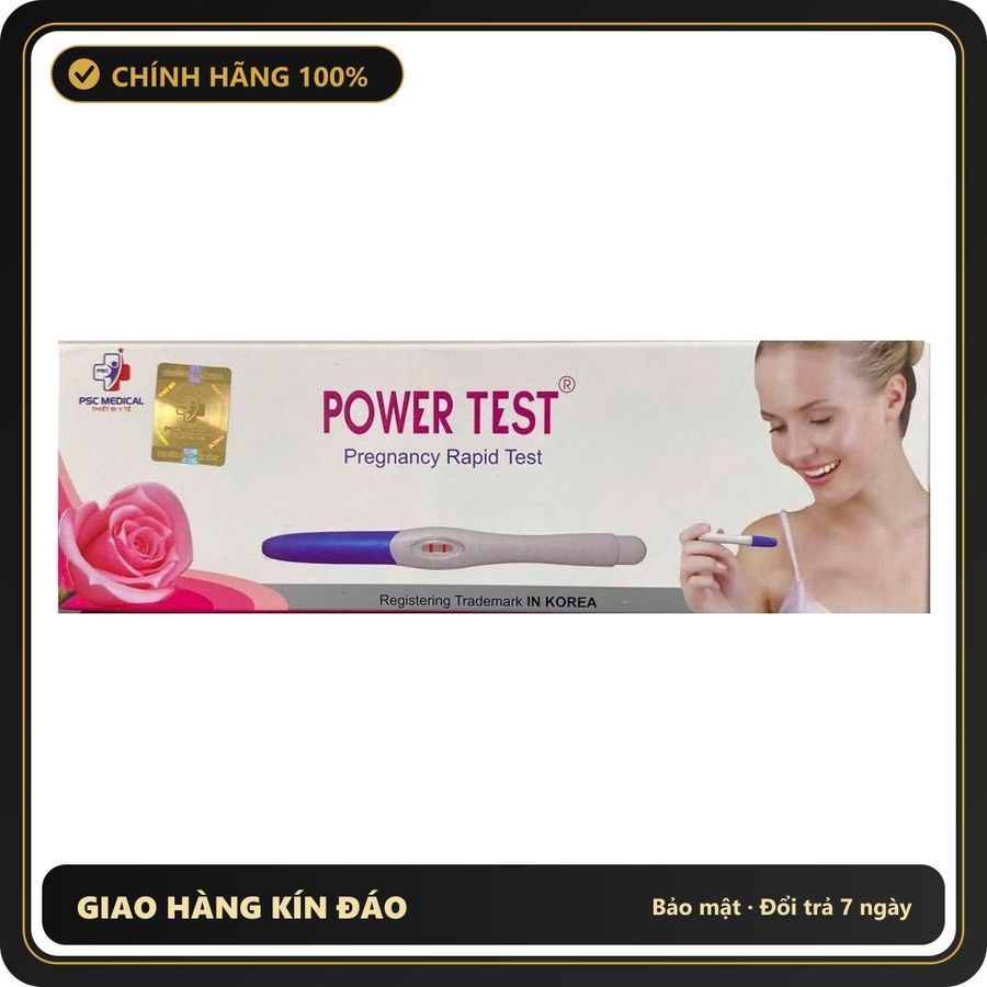 (Che Tên) Bút Thử Thai POWER TEST - Phát Hiện Thai Sớm Nhanh Chóng, Dễ Sử Dụng Tại Nhà - Hàng Chính Hãng PSC Medical Bảo Mật Tuyệt Đối