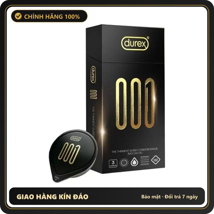 (Che Tên) Bao Cao Su Durex 001 Siêu Mỏng Size Lớn 55mm - Hộp 3 Chiếc Bảo Mật Tuyệt Đối