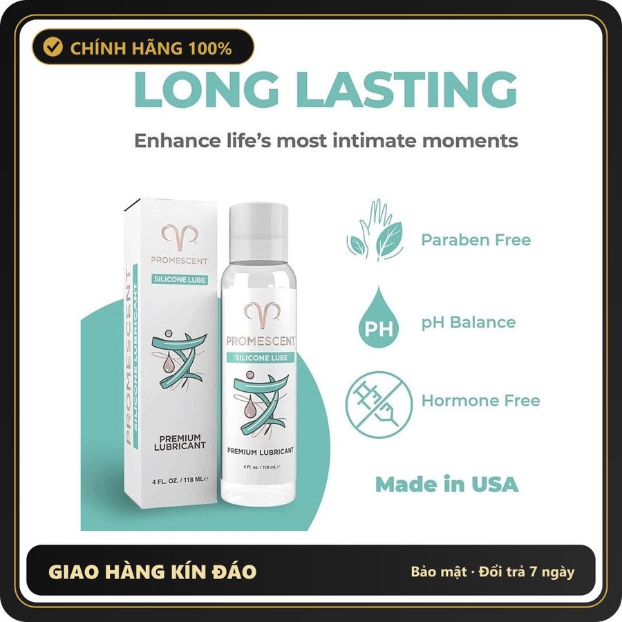 (Che Tên) Gel b.ôi tr.ơn gốc Silicone Cao Cấp của Mỹ Promescent Premium - Chai 118ml Giao Nhanh Toàn Quốc