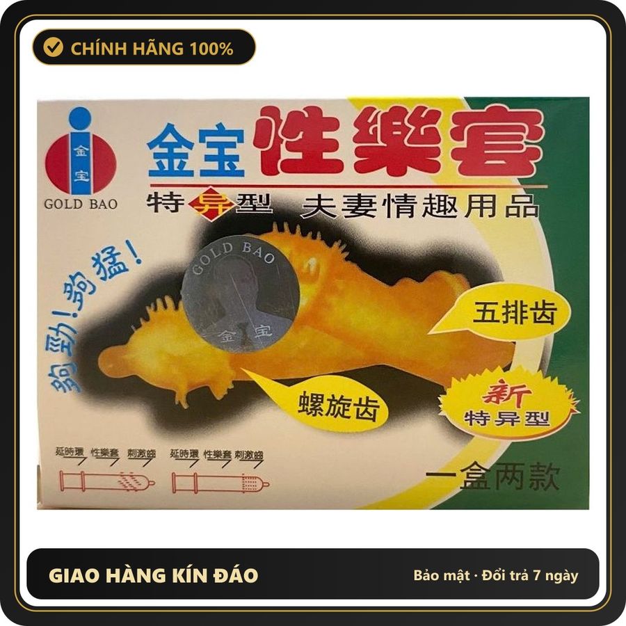 (Che Tên) Bao Cao Su Siêu Gai Tăng Khoái Cảm Mạnh Mẽ Gold Bao Cao Cấp Bảo Đảm